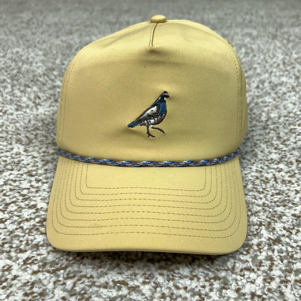 Poncho Outdoors Hat Cap Snap Back Mens Yellow Rope Bird Embroidered Trucker